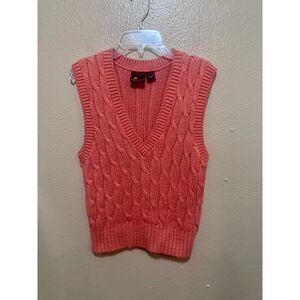 Lizsport Petites Coral‎ Cable Knit Sweater Vest Sleeveless Top Small S